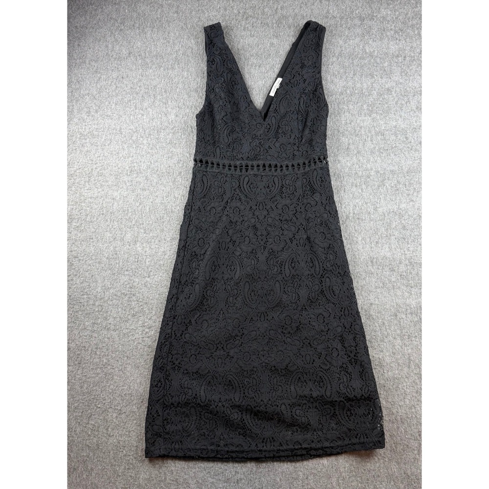 Charlotte Russe Lace Dress Women's S Black V-Neck Sleeveless Cocktail Lined \
